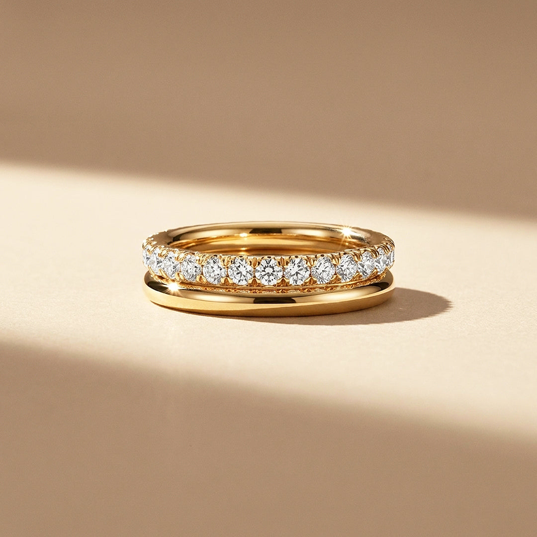 Double-Band Moissanite Eternity Ring | 925 Sterling Silver | PRM5053