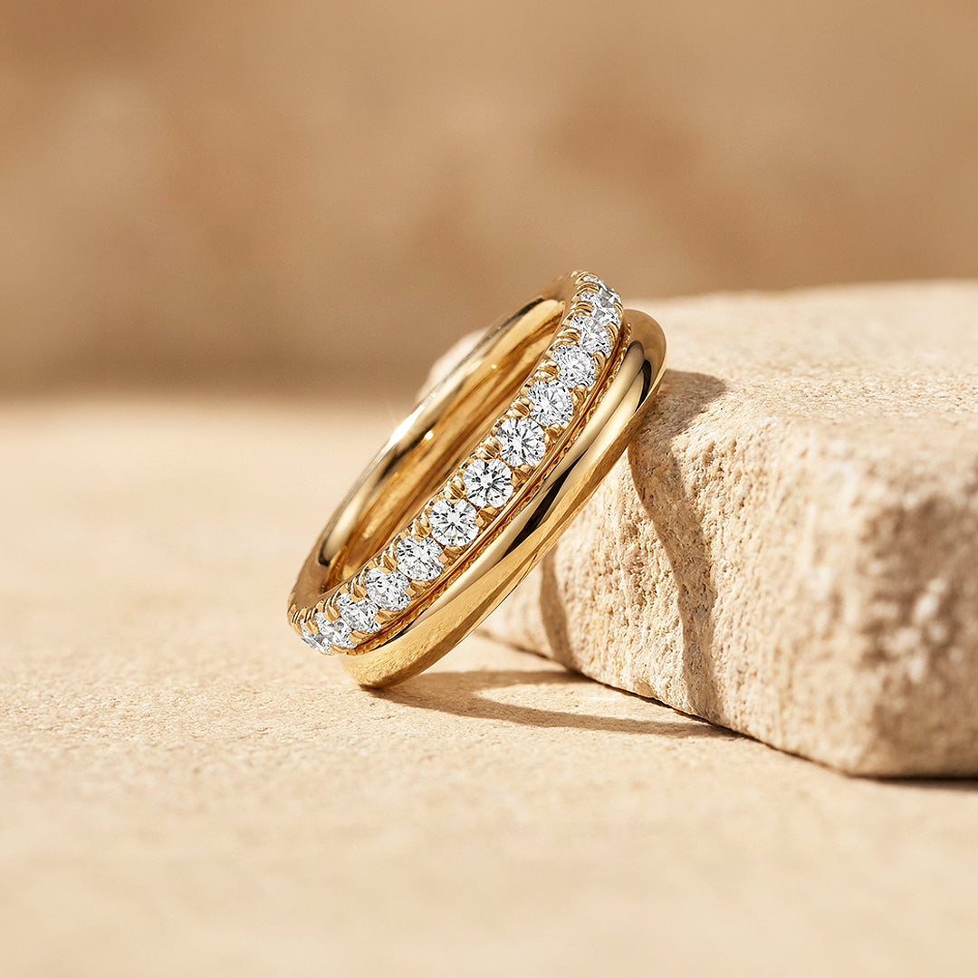 Double-Band Moissanite Eternity Ring | 925 Sterling Silver | PRM5053
