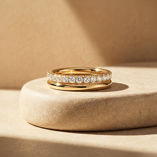 Double-Band Moissanite Eternity Ring | 925 Sterling Silver | PRM5053