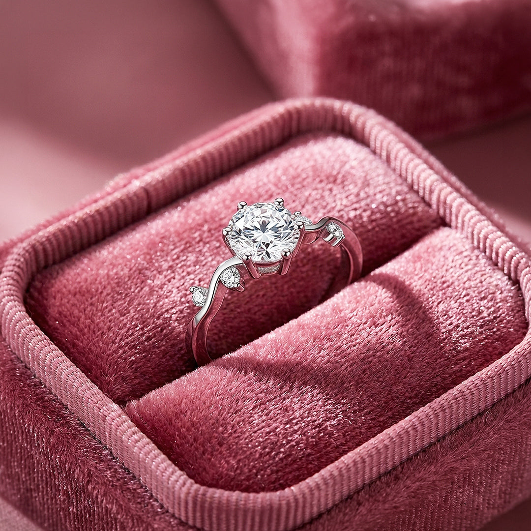 Wave Band Moissanite Ring | 925 Sterling Silver | PRM7107