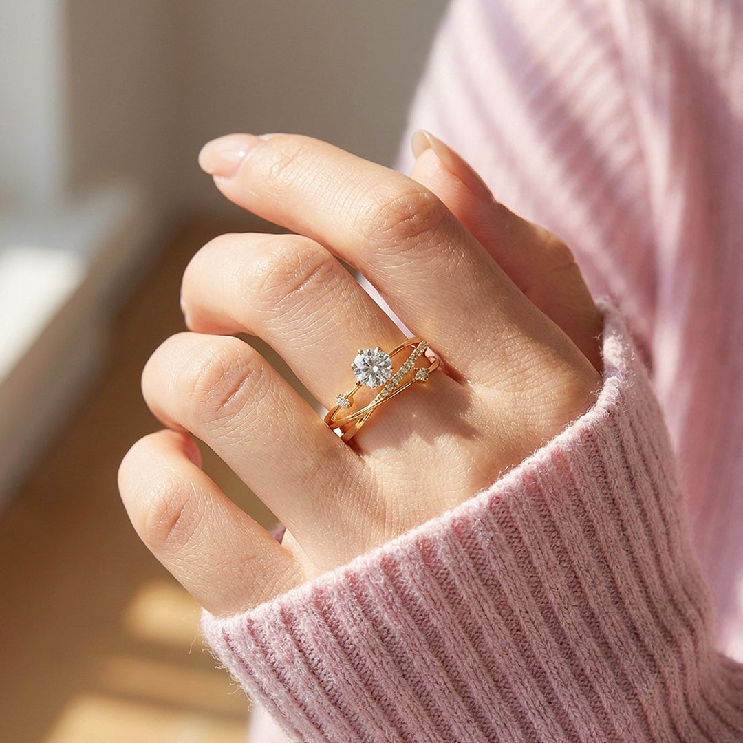 Vine Moissanite Rose Gold Ring | 925 Sterling Silver | PRM7114