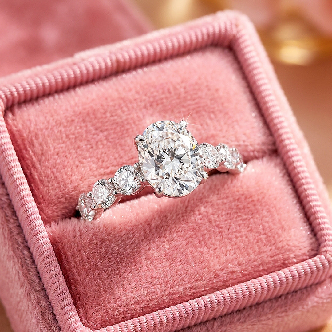 Oval Cut Moissanite Solitaire Ring | 925 Sterling Silver | PRM7119