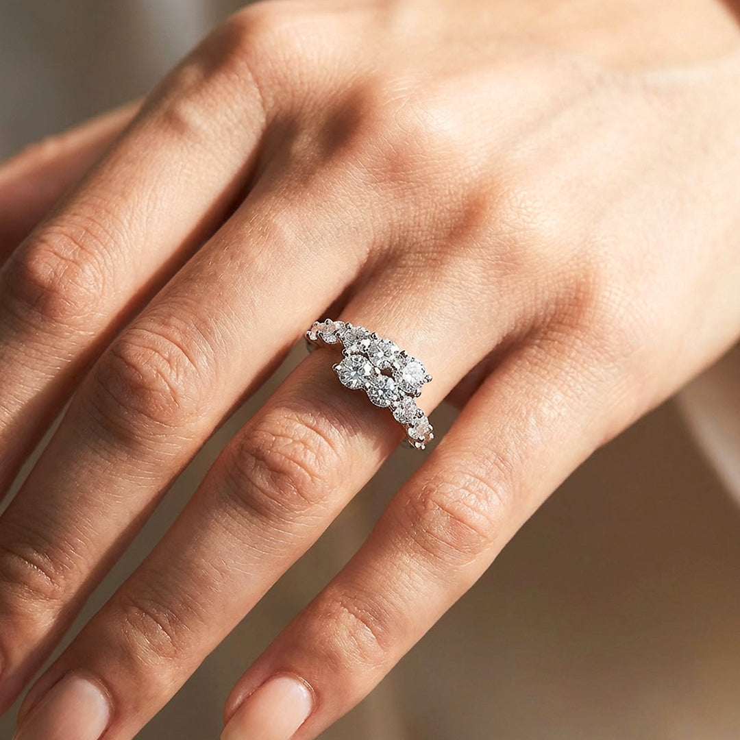 Multi-Stone Cluster Wave Ring | 925 Sterling Silver | PRM7120