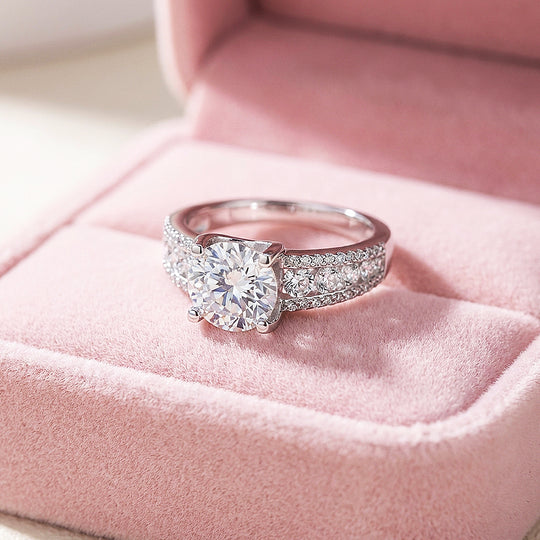 Round Brilliant Split Shank Moissanite Ring | 925 Sterling Silver | PRM7129