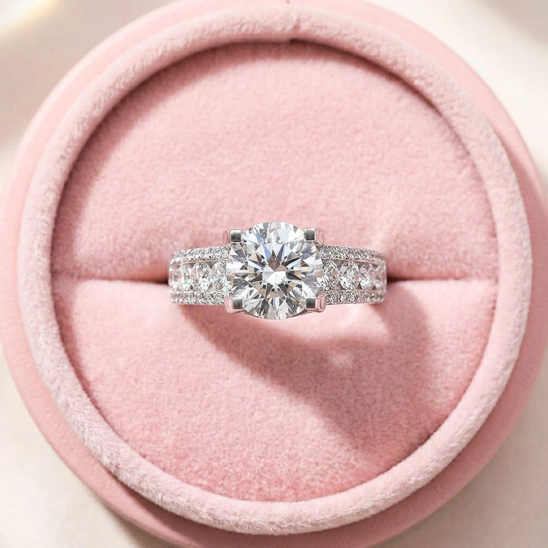 Round Brilliant Split Shank Moissanite Ring | 925 Sterling Silver | PRM7129
