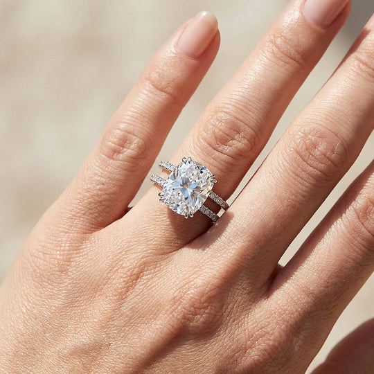 Cushion Cut Moissanite Solitaire Ring | 925 Sterling Silver | PRM7130