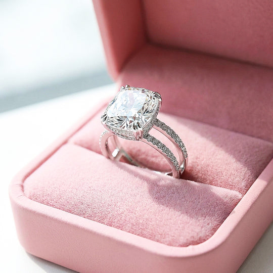 Cushion Cut Moissanite Solitaire Ring | 925 Sterling Silver | PRM7130
