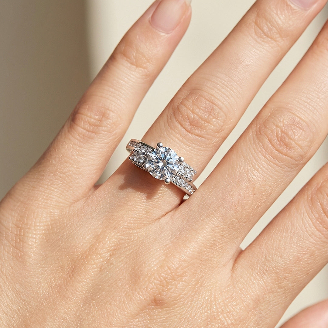 Round Moissanite Solitaire Ring | 925 Sterling Silver | PRM7131