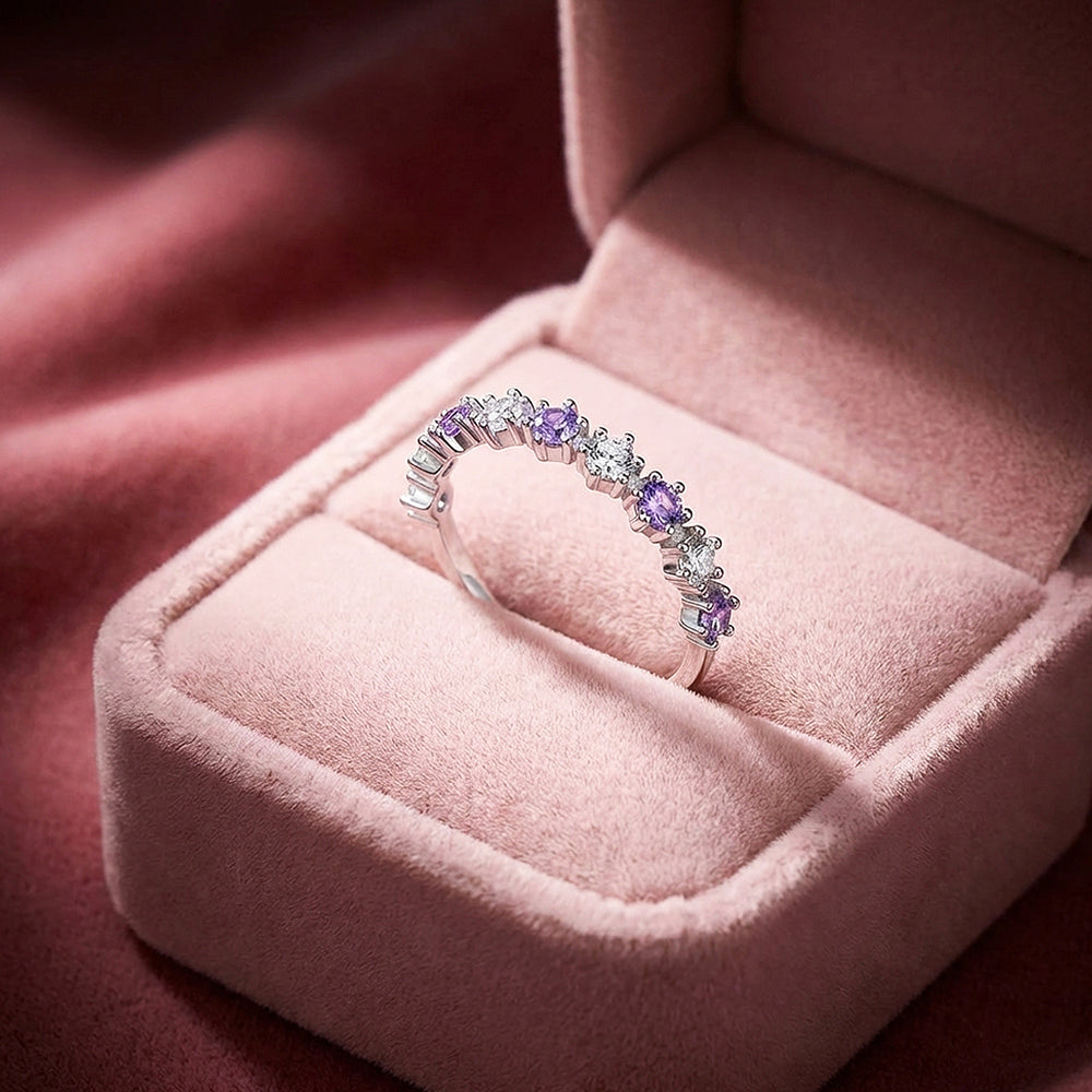 Purple & White Crown Band Ring | 925 Sterling Silver | PRM7137