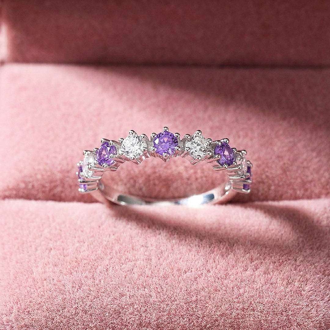Purple &amp; White Crown Band Ring | 925 Sterling Silver | PRM7137