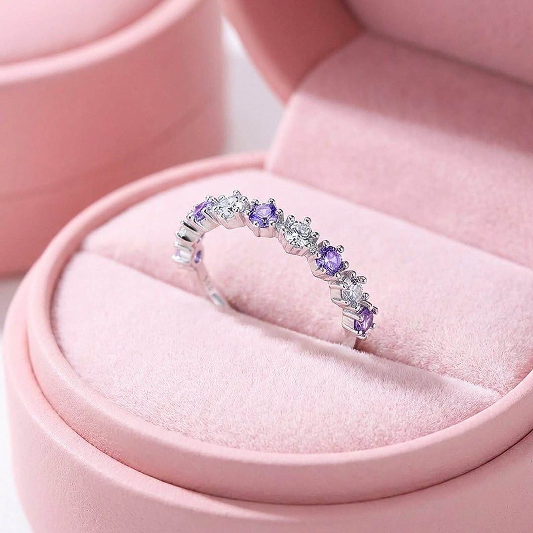 Purple &amp; White Crown Band Ring | 925 Sterling Silver | PRM7137