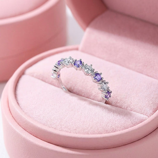 Purple &amp; White Crown Band Ring | 925 Sterling Silver | PRM7137