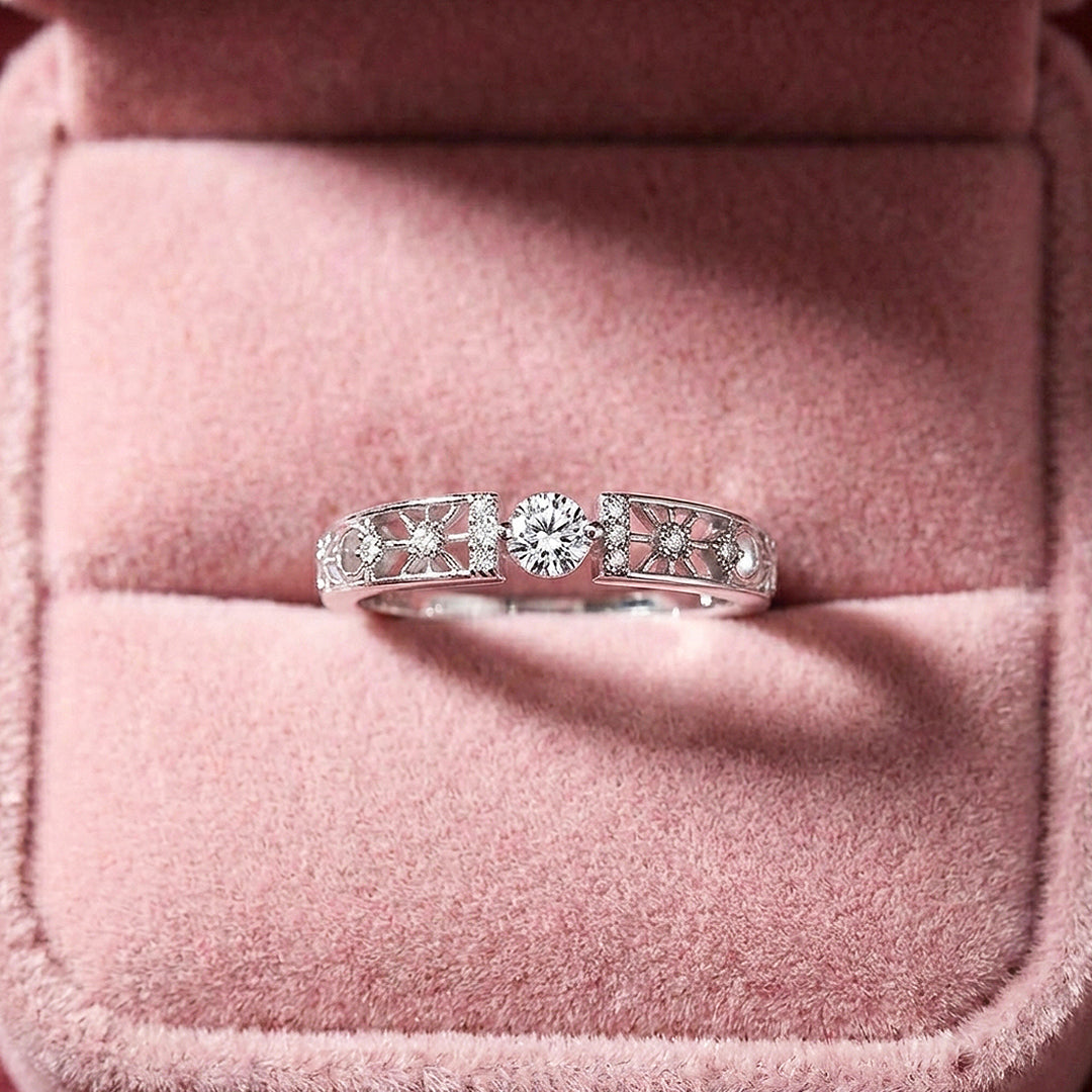 Celestial Star Moon Open Band Ring | 925 Sterling Silver | PRM7138