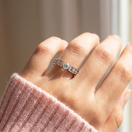 Celestial Star Moon Open Band Ring | 925 Sterling Silver | PRM7138