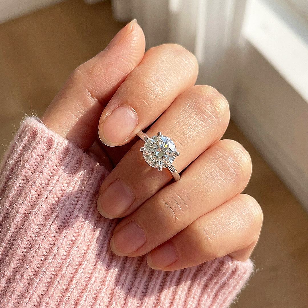 Classic Moissanite Solitaire Ring | 925 Sterling Silver | PRM7144