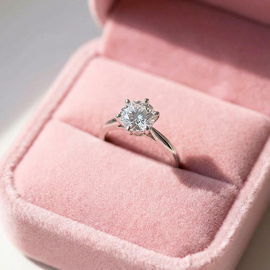 Classic Moissanite Solitaire Ring | 925 Sterling Silver | PRM7144