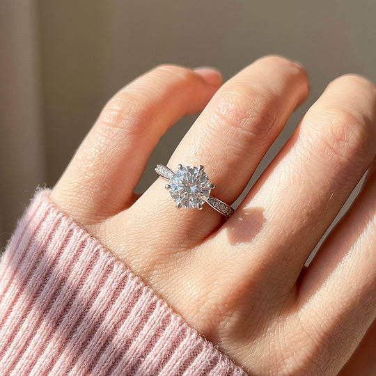 Moissanite Engagement Solitaire Ring | 925 Sterling Silver | PRM7145