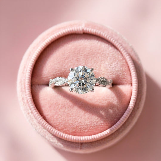 Twisted Pavé Round Solitaire Women Ring | 925 Sterling Silver | PRM7146