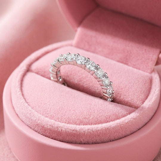 Full Eternity Moissanite Band Ring | 925 Sterling Silver | PRM7147