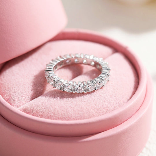 Full Eternity Moissanite Band Ring | 925 Sterling Silver | PRM7147
