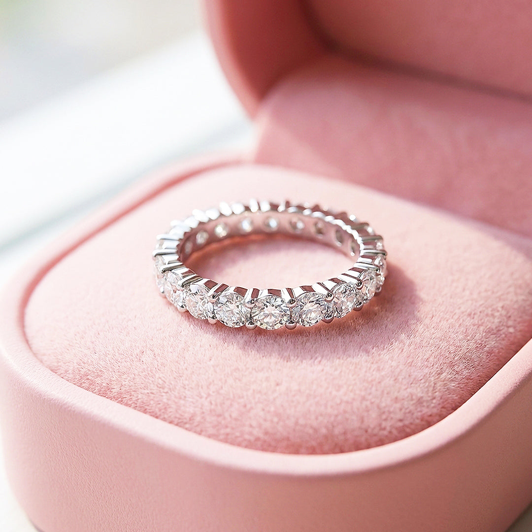 Full Eternity Moissanite Band Ring | 925 Sterling Silver | PRM7147