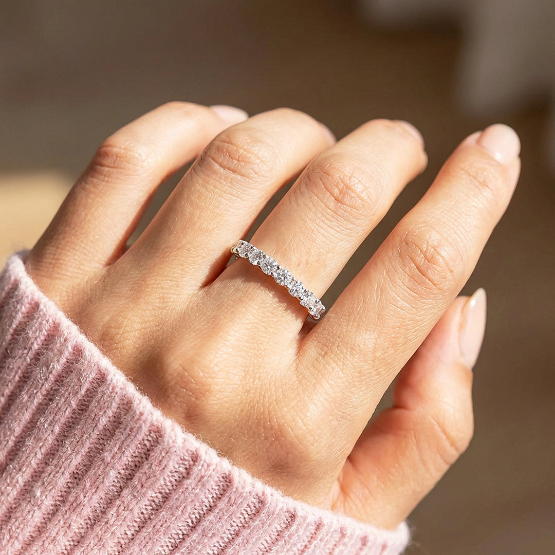 Full Eternity Moissanite Band Ring | 925 Sterling Silver | PRM7147