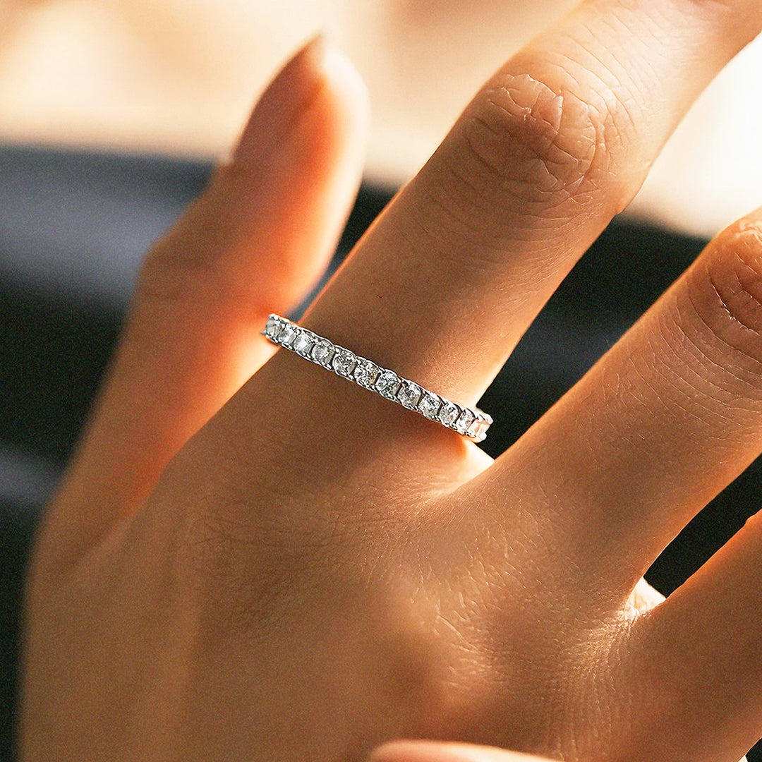 Round Slim Pavé Eternity Band | Moissanite | 925 Sterling Silver | Prm7148 - Ring | Singapore Jewellery, Wedding Rings &amp; Gifts | Same Day Delivery | Tiara.com.sg