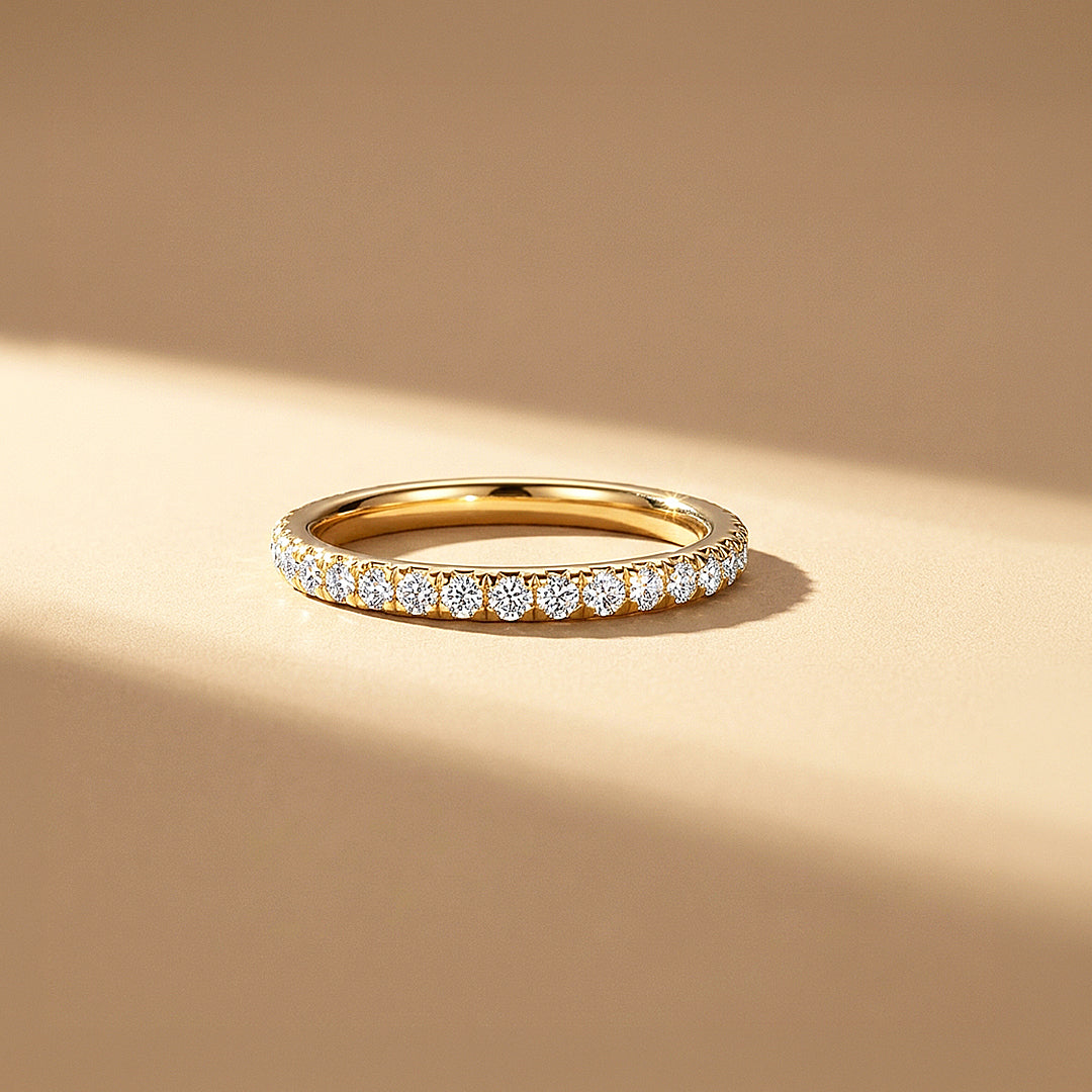 Round Slim Pavé Moissanite Band Ring | 925 Sterling Silver | PRM7148