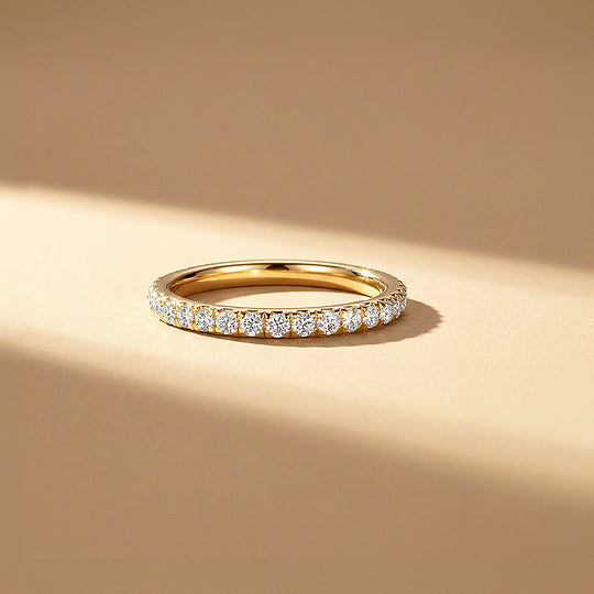 Round Slim Pavé Moissanite Band Ring | 925 Sterling Silver | PRM7148