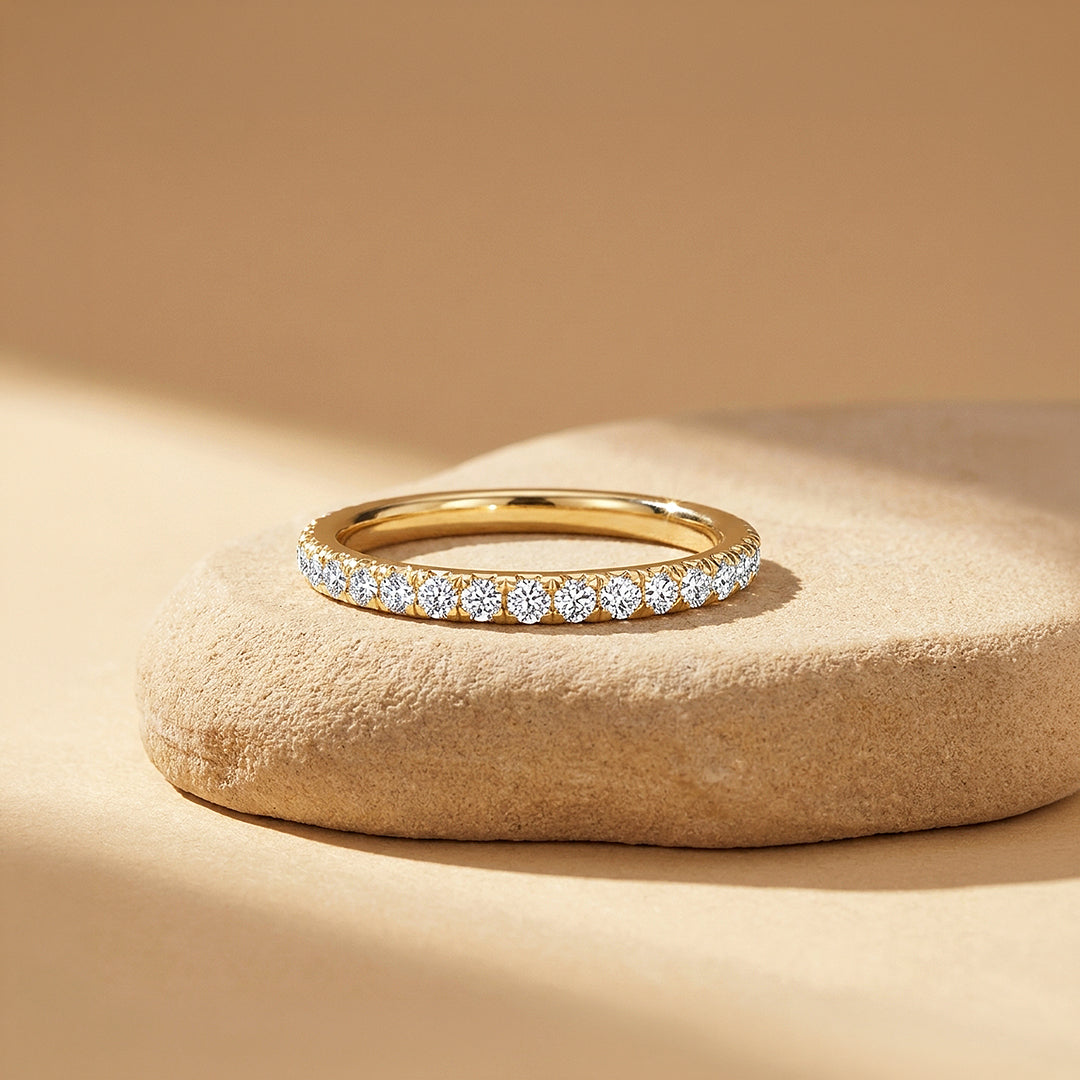 Round Slim Pavé Moissanite Band Ring | 925 Sterling Silver | PRM7148