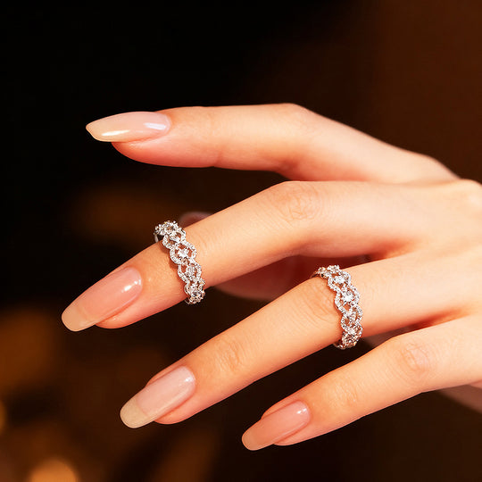 Scalloped Pavé Eternity Band | Moissanite | 925 Sterling Silver | Prm7149 - Ring | Singapore Jewellery, Wedding Rings &amp; Gifts | Same Day Delivery | Tiara.com.sg
