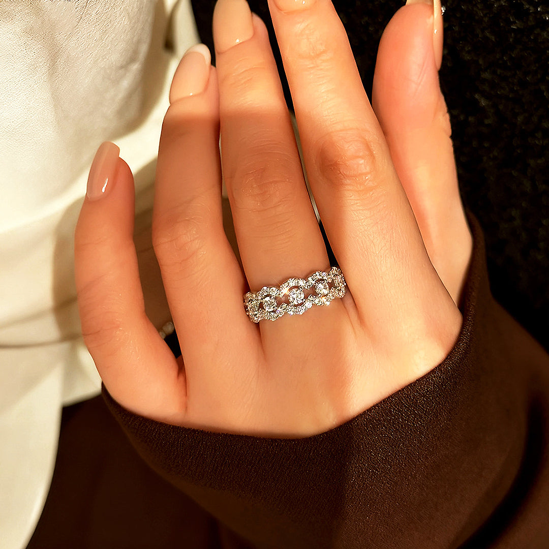 Scalloped Pavé Eternity Band | Moissanite | 925 Sterling Silver | Prm7149 - Ring | Singapore Jewellery, Wedding Rings &amp; Gifts | Same Day Delivery | Tiara.com.sg