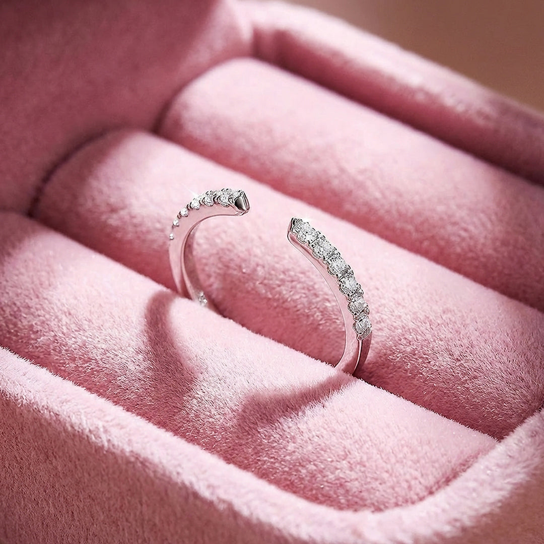 Pavé Open Cuff Moissanite Ring | 925 Sterling Silver | PRM7150
