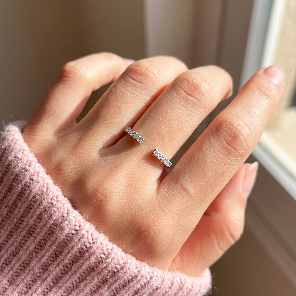 Pavé Open Cuff Moissanite Ring | 925 Sterling Silver | PRM7150