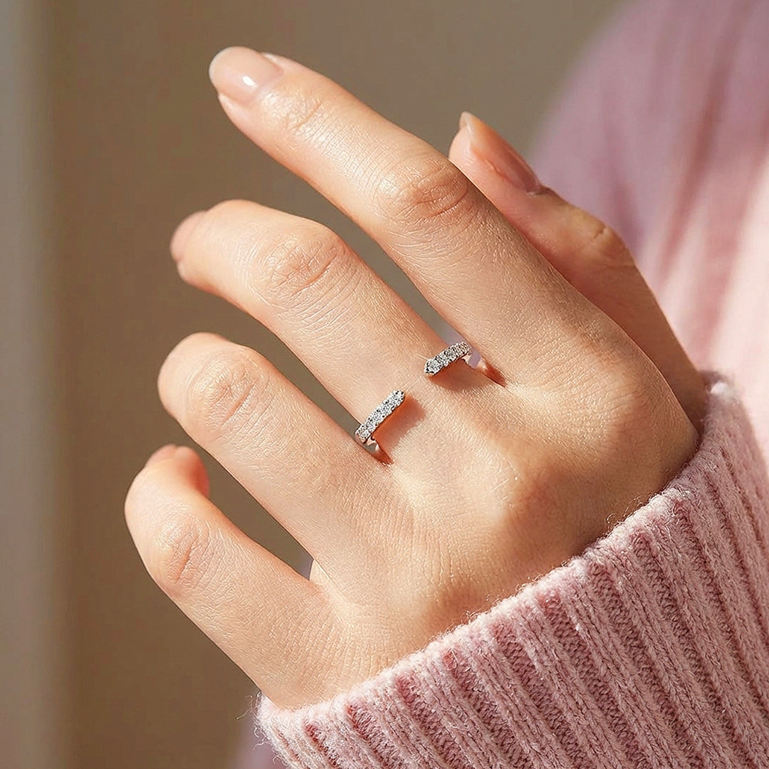 Pavé Open Cuff Moissanite Ring | 925 Sterling Silver | PRM7150