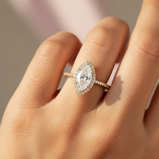 Marquise Halo Ring | 1.00ct | Moissanite | 925 Sterling Silver | Prm7152 - Ring | Singapore Jewellery, Wedding Rings &amp; Gifts | Same Day Delivery | Tiara.com.sg