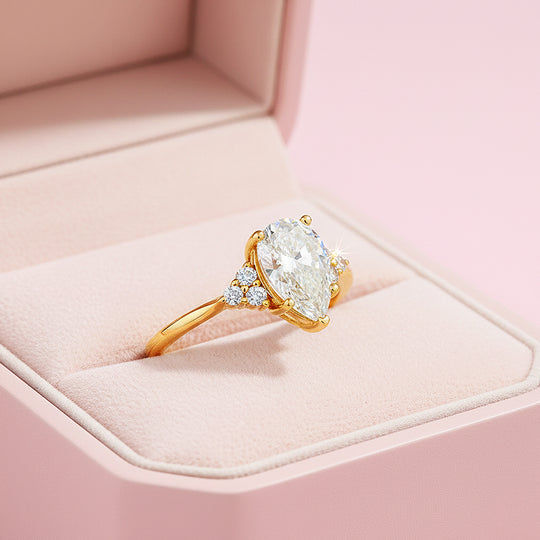 Pear Cut Sunburst Halo Ring | 1.50ct | Moissanite | 925 Sterling Silver | Prm7155 - Ring | Singapore Jewellery, Wedding Rings &amp; Gifts | Same Day Delivery | Tiara.com.sg
