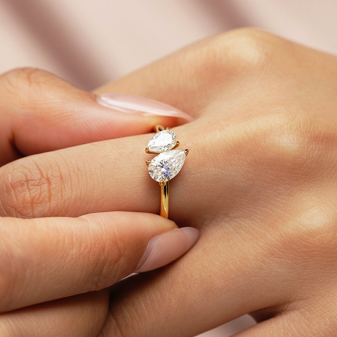 Dual Pear Toi et Moi Ring | 1.50ct | Moissanite | 925 Sterling Silver | Prm7156 - Ring | Singapore Jewellery, Wedding Rings & Gifts | Same Day Delivery | Tiara.com.sg