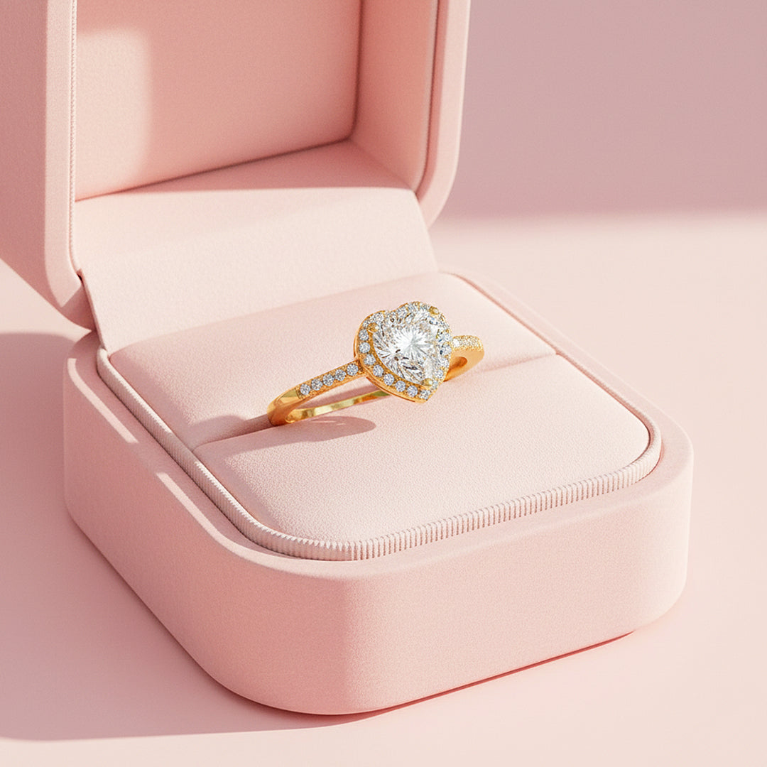 Heart Halo Twisted Band Ring | 1.00ct | Moissanite | 925 Sterling Silver | Prm7157 - Ring | Singapore Jewellery, Wedding Rings &amp; Gifts | Same Day Delivery | Tiara.com.sg