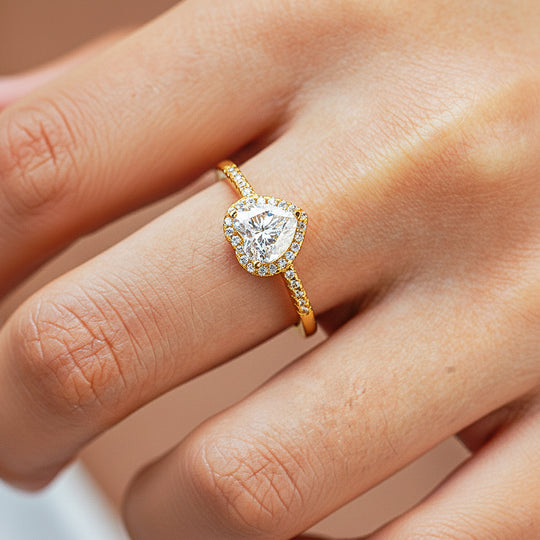 Heart Halo Twisted Band Ring | 1.00ct | Moissanite | 925 Sterling Silver | Prm7157 - Ring | Singapore Jewellery, Wedding Rings &amp; Gifts | Same Day Delivery | Tiara.com.sg