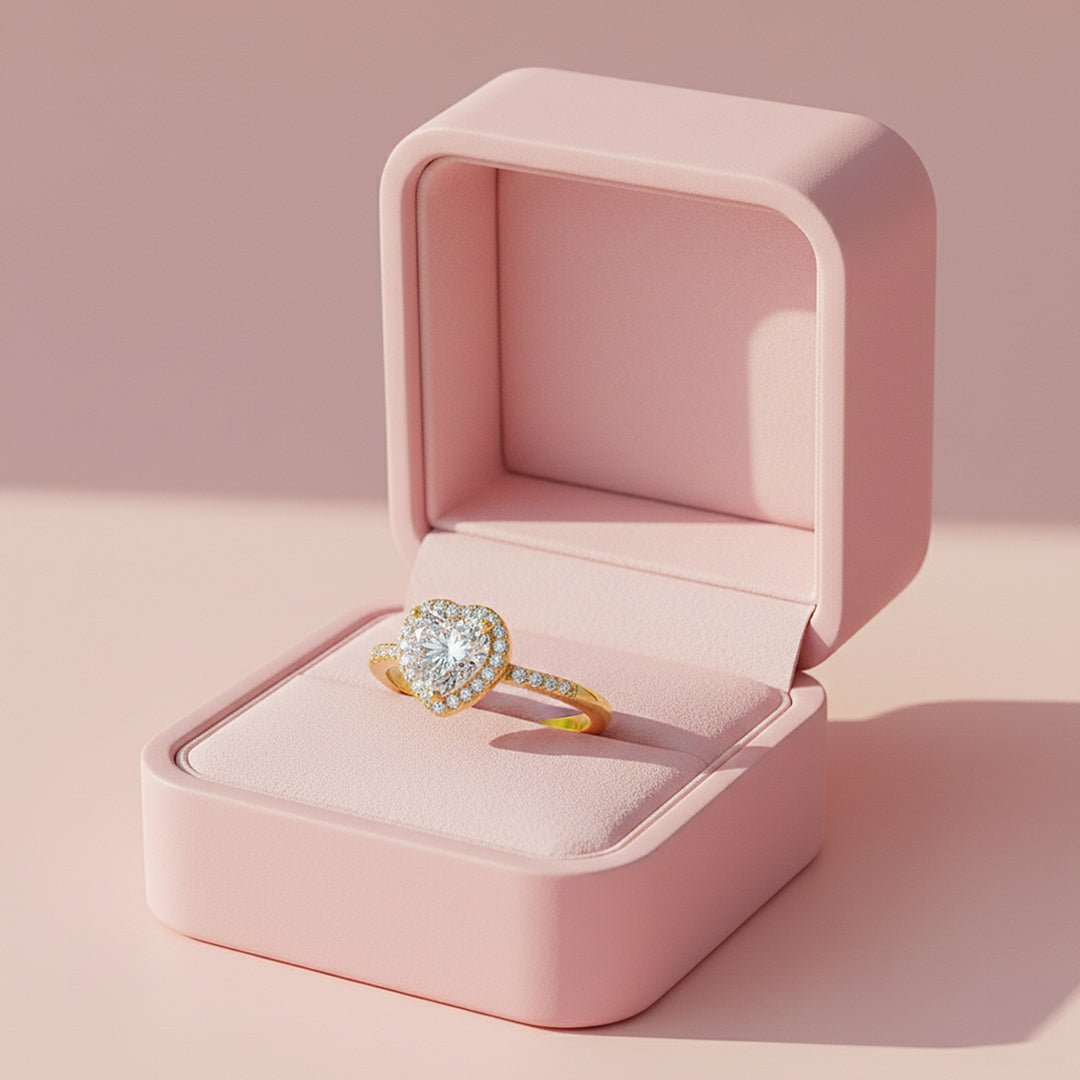 Heart Halo Twisted Band Ring | 1.00ct | Moissanite | 925 Sterling Silver | Prm7157 - Ring | Singapore Jewellery, Wedding Rings &amp; Gifts | Same Day Delivery | Tiara.com.sg