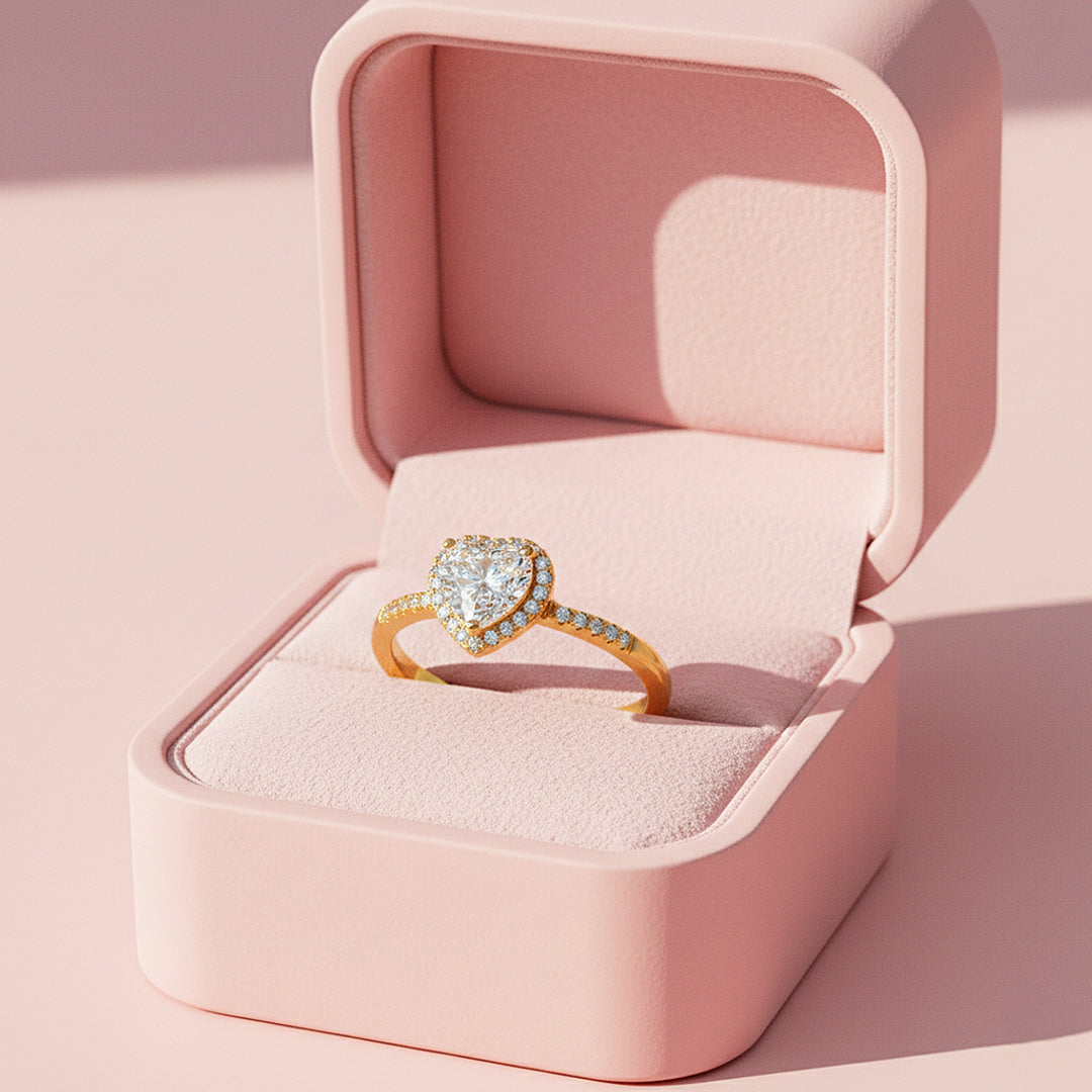 Heart Halo Twisted Band Ring | 1.00ct | Moissanite | 925 Sterling Silver | Prm7157 - Ring | Singapore Jewellery, Wedding Rings &amp; Gifts | Same Day Delivery | Tiara.com.sg