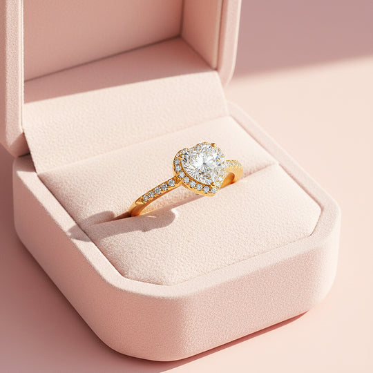 Heart Halo Twisted Band Ring | 1.00ct | Moissanite | 925 Sterling Silver | Prm7157 - Ring | Singapore Jewellery, Wedding Rings &amp; Gifts | Same Day Delivery | Tiara.com.sg