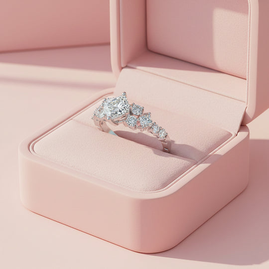 Princess Cut Moissanite Cluster Solitaire Ring | 1.00ct | 925 Sterling Silver | Prm7158 - Ring | Singapore Jewellery, Wedding Rings &amp; Gifts | Same Day Delivery | Tiara.com.sg