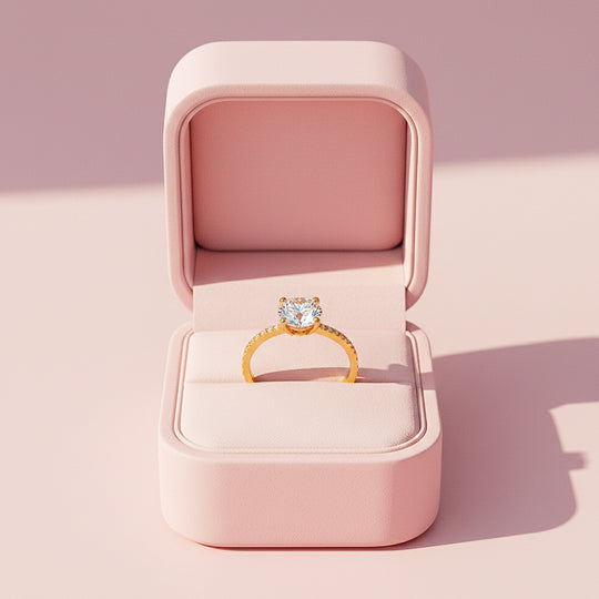 Round Pavé Solitaire Ring | Moissanite | 18K Gold Plated 925 Sterling Silver | Prm7159 - Ring | Singapore Jewellery, Wedding Rings &amp; Gifts | Same Day Delivery | Tiara.com.sg