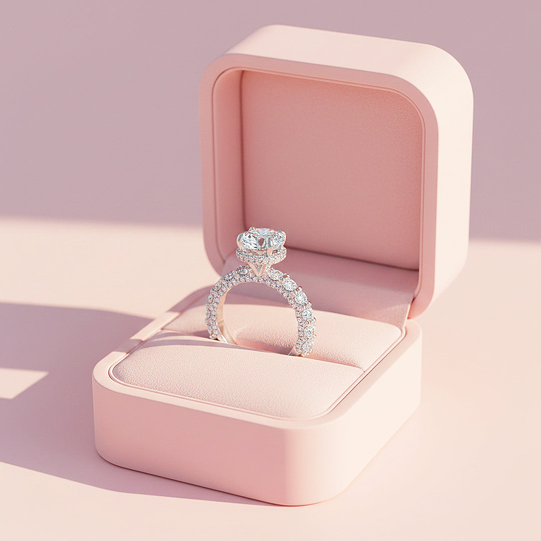 Round Pavé Solitaire Ring | 3.00ct | Moissanite | 925 Sterling Silver | Prm7161 - Ring | Singapore Jewellery, Wedding Rings &amp; Gifts | Same Day Delivery | Tiara.com.sg