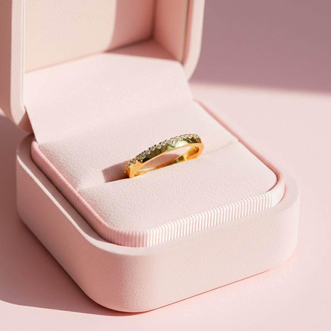 Round Pavé Eternity Band | Moissanite | 18K Gold Plated 925 Sterling Silver | Prm7165 - Ring | Singapore Jewellery, Wedding Rings &amp; Gifts | Same Day Delivery | Tiara.com.sg