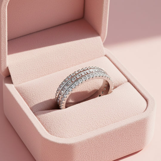 Round Triple Row Eternity Band | Moissanite | 925 Sterling Silver | Prm7166 - Ring | Singapore Jewellery, Wedding Rings &amp; Gifts | Same Day Delivery | Tiara.com.sg