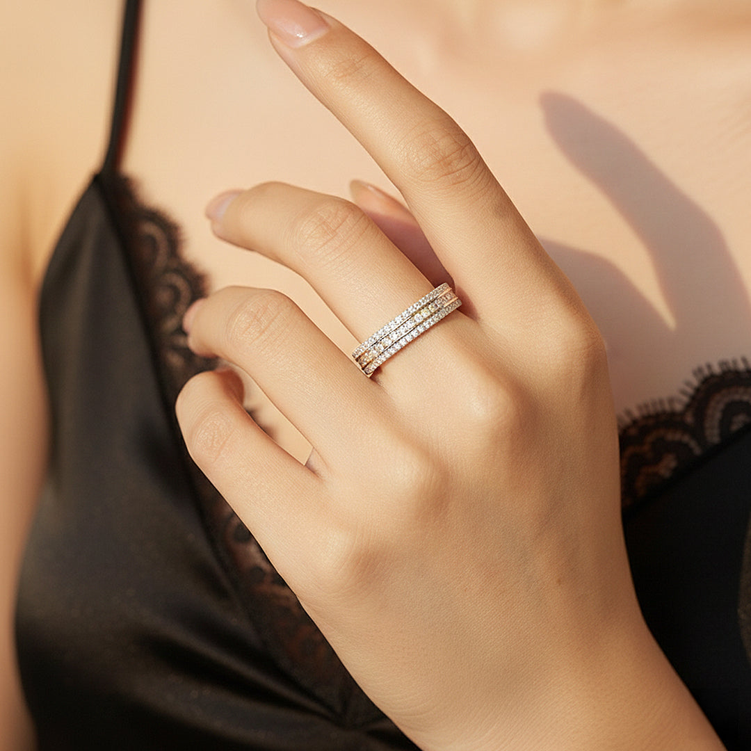 Round Triple Row Eternity Band | Moissanite | 925 Sterling Silver | Prm7166 - Ring | Singapore Jewellery, Wedding Rings &amp; Gifts | Same Day Delivery | Tiara.com.sg