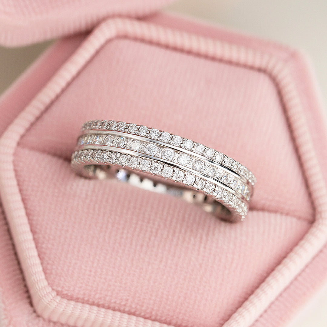Round Triple Row Eternity Band | Moissanite | 925 Sterling Silver | Prm7166 - Ring | Singapore Jewellery, Wedding Rings &amp; Gifts | Same Day Delivery | Tiara.com.sg